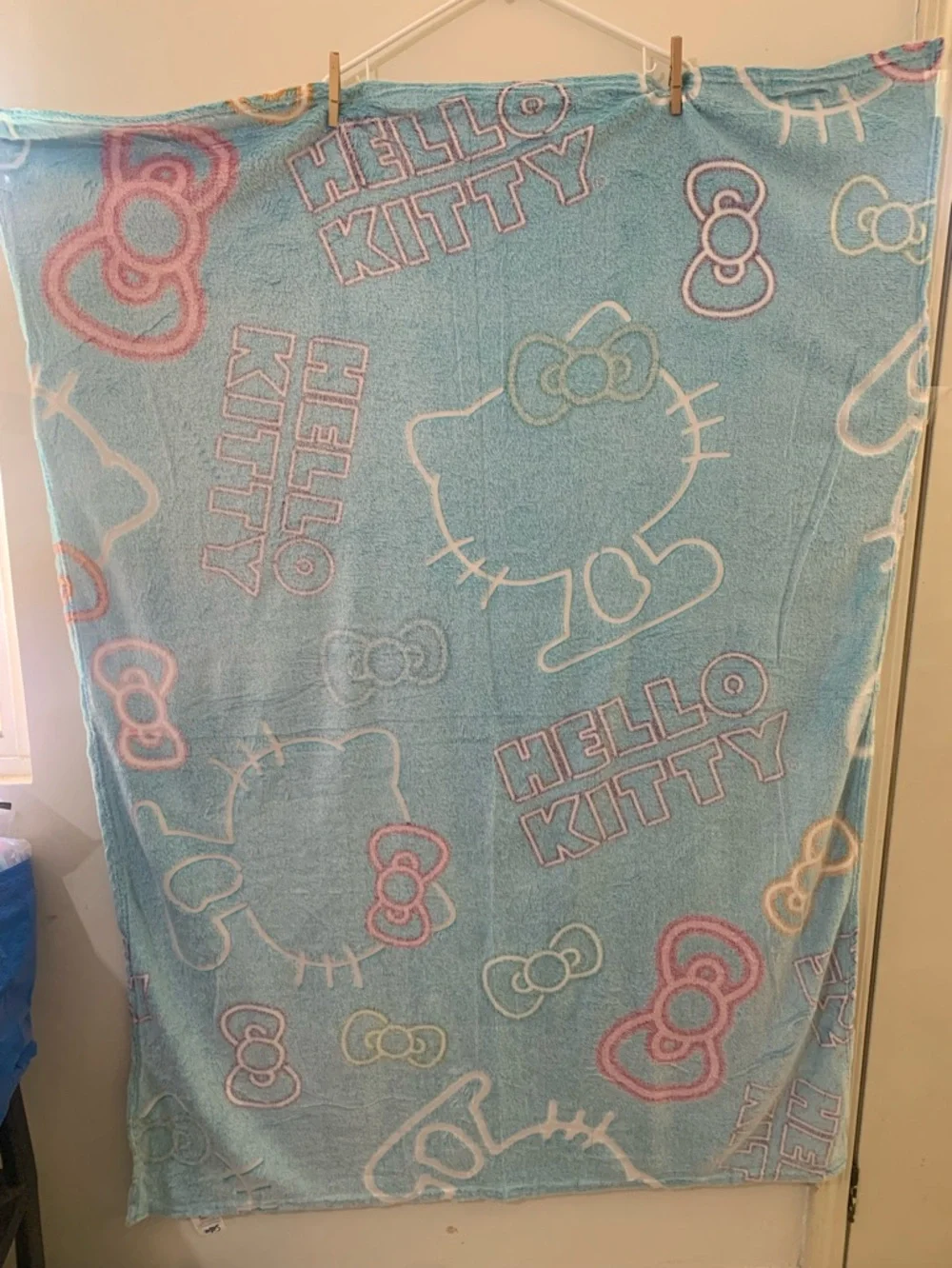 Limited Edition Hello Kitty Blue Plush Throw Blanket